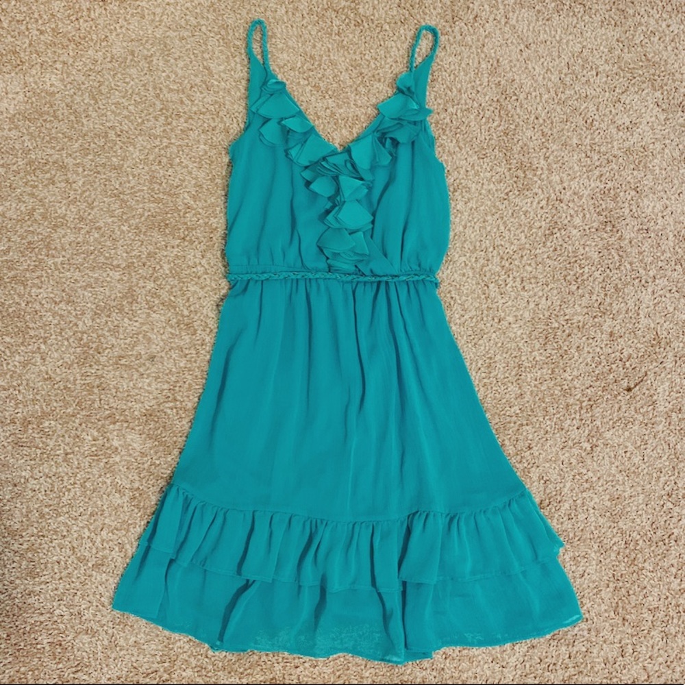 Blue dress with ruffle detail